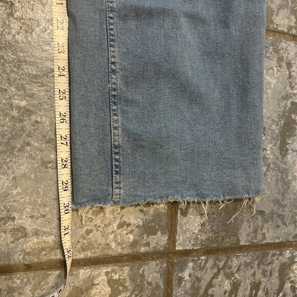 Forever 21 Jeans Women’s Sz 27 Blue Faded High Rise Wide Leg Stretch Raw Hem Y2K - Picture 9 of 11